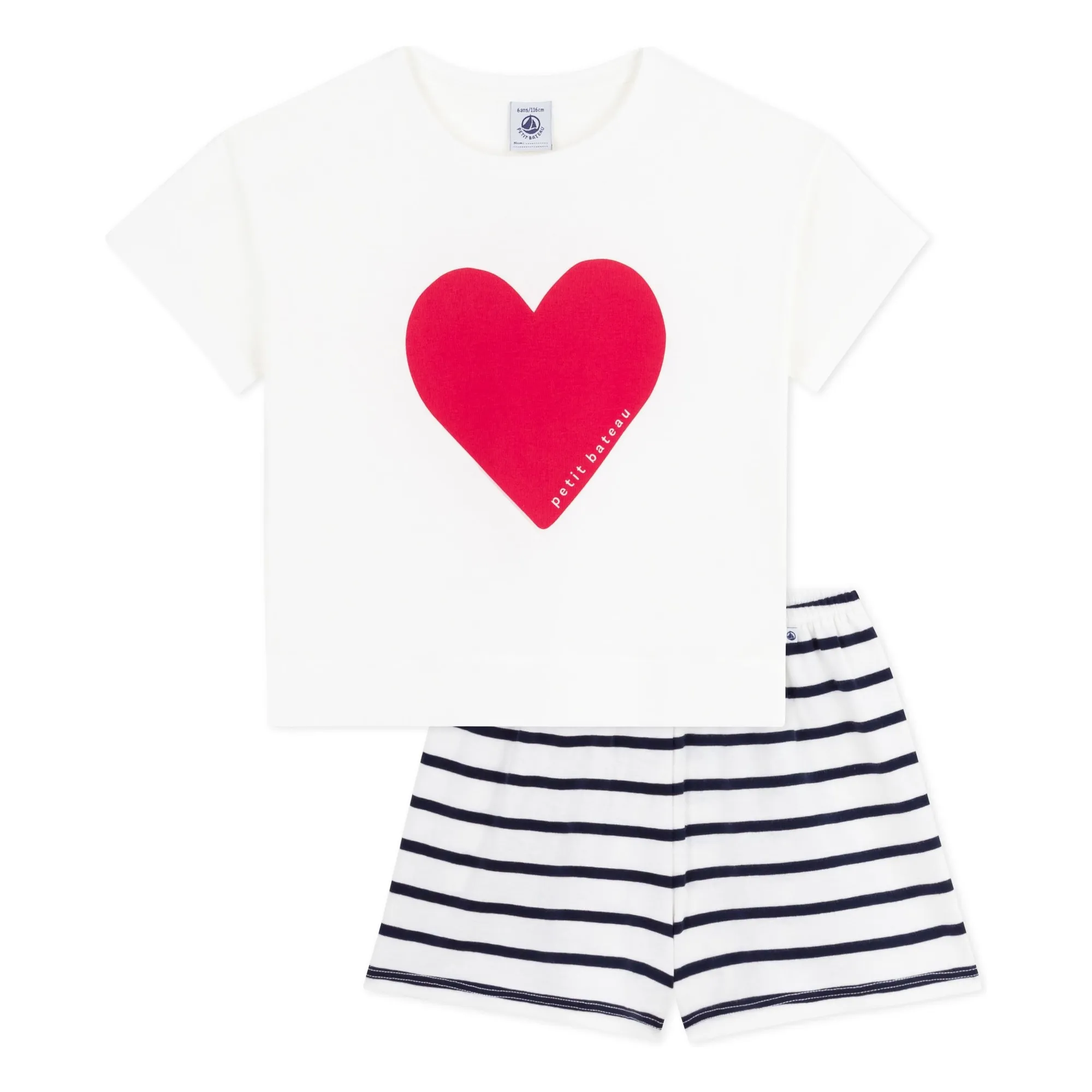 Petit Bateau Girls White Bruneta Organic Cotton Pyjashort