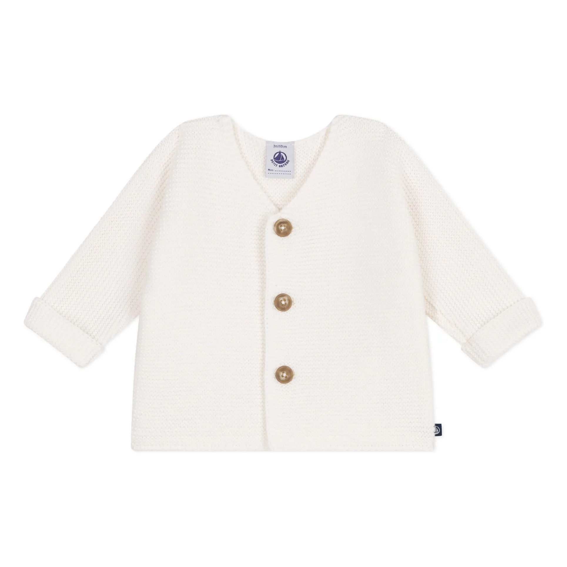 Petit Bateau Unisex White Barby Organic Cotton Cardigan