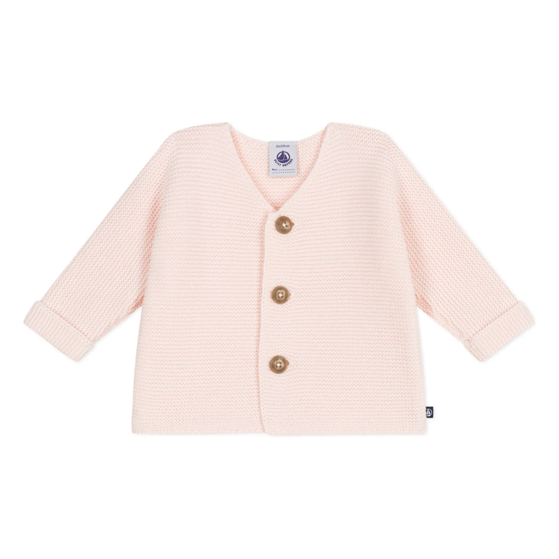 Petit Bateau Unisex Powder Pink Barby Organic Cotton Cardigan