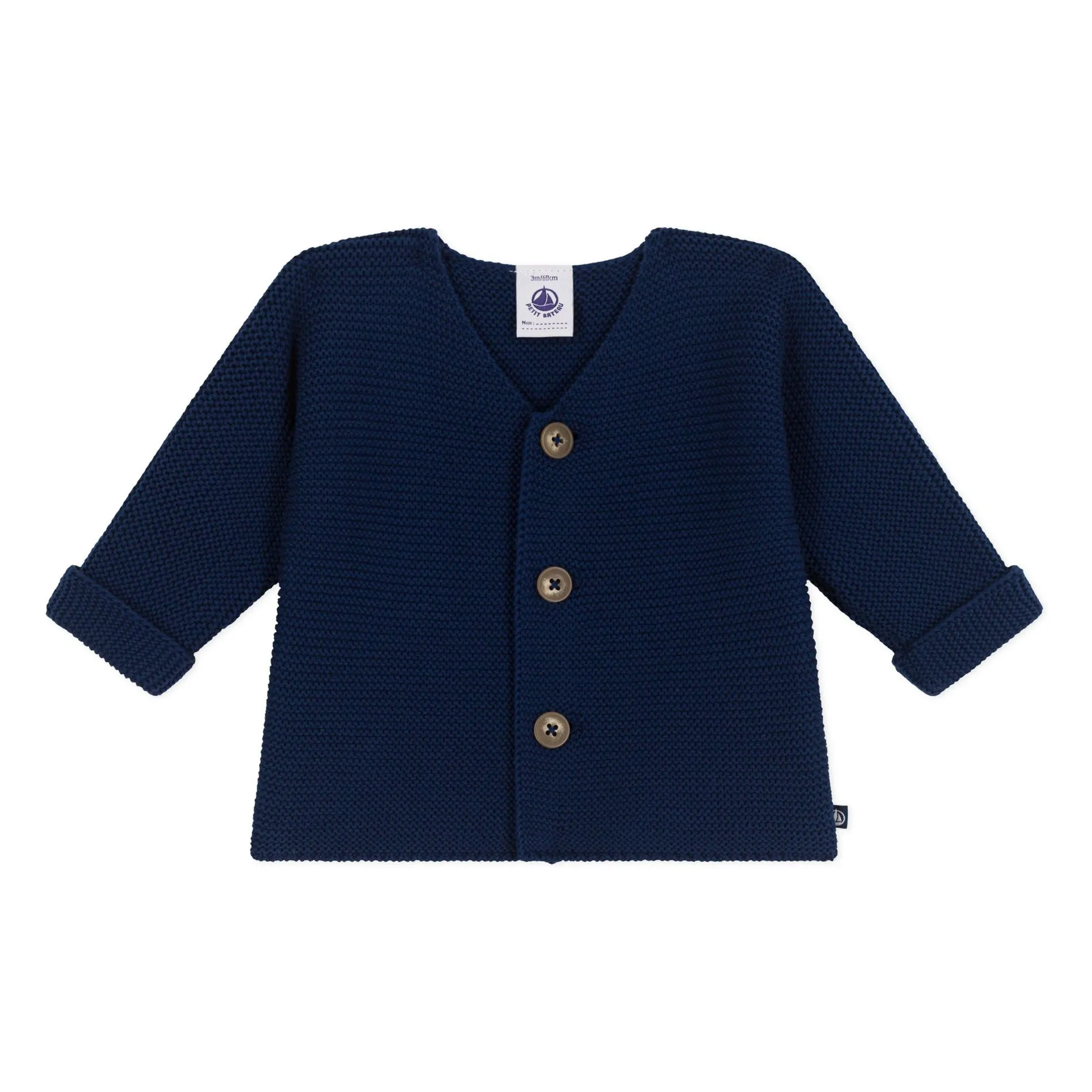Petit Bateau Unisex Navy Blue Barby Organic Cotton Cardigan