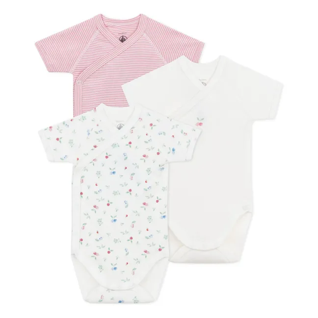 3er-Pack Geburtsbodies Kirsche Bio-Baumwolle | Rosa