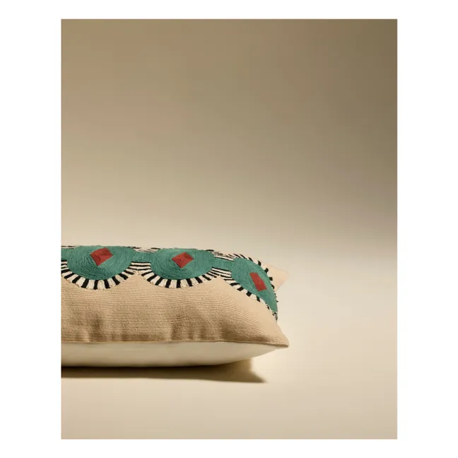 Coussin brodé Carat | Vert Cèdre