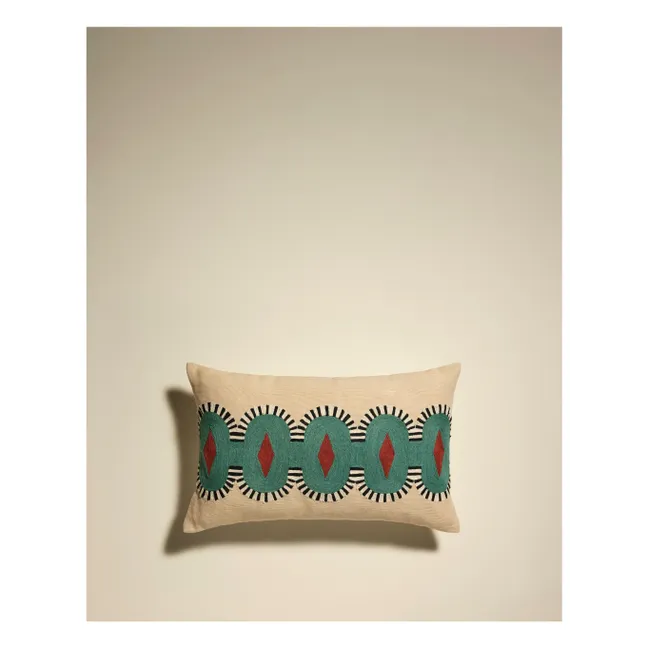 Coussin brodé Carat | Vert Cèdre