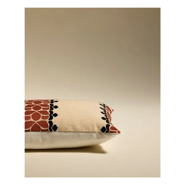 Coussin brodé Flore | Terracotta