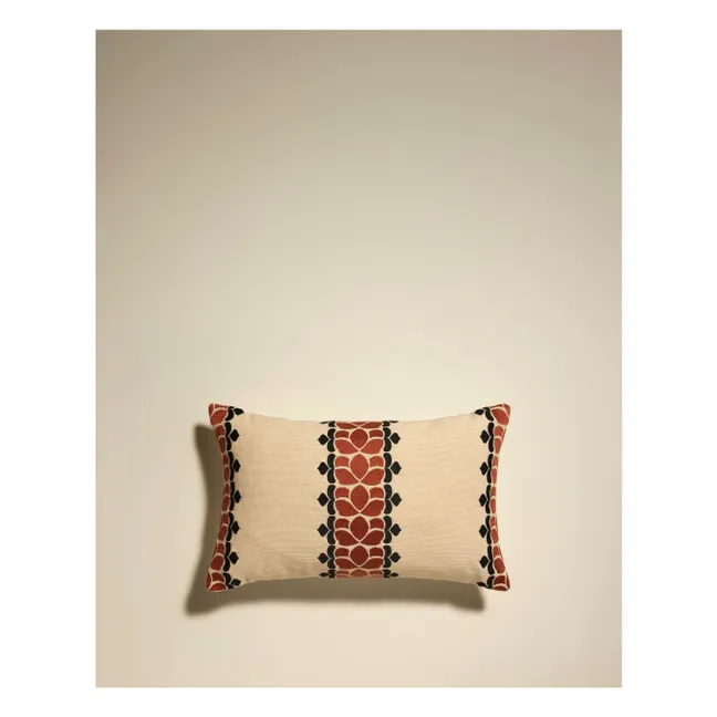 Coussin brodé Flore | Terracotta