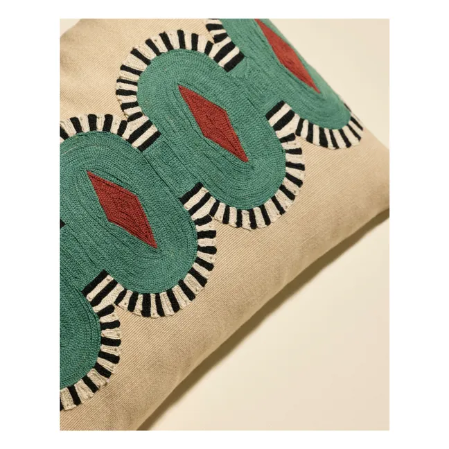 Coussin brodé Carat | Vert Cèdre