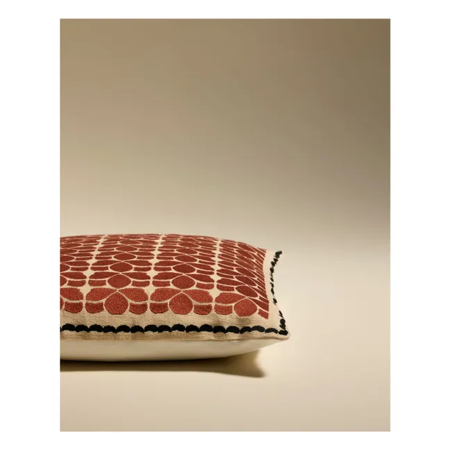 Coussin brodé Flore | Terracotta