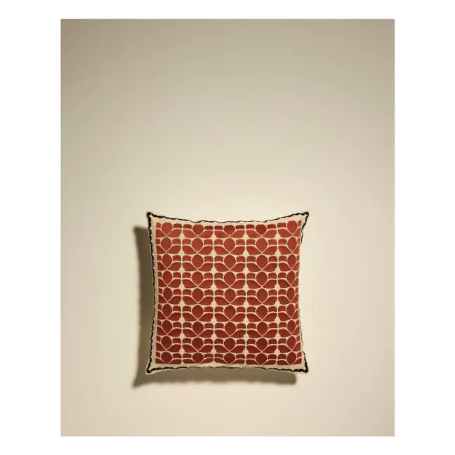 Coussin brodé Flore | Terracotta
