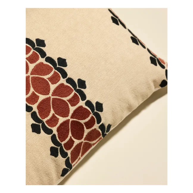 Coussin brodé Flore | Terracotta