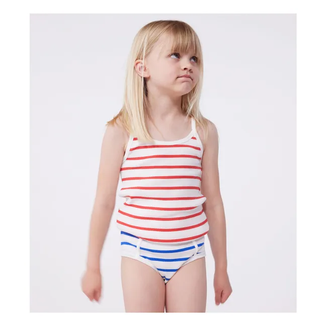 2er-Pack Tanktops Marinière Bio-Baumwolle | Weiß