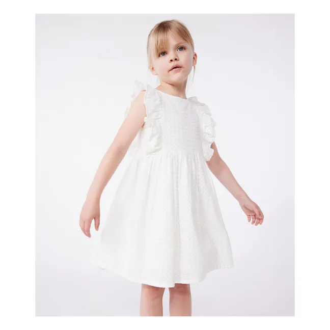 Dress Brendice Broderie Anglaise Organic cotton | White
