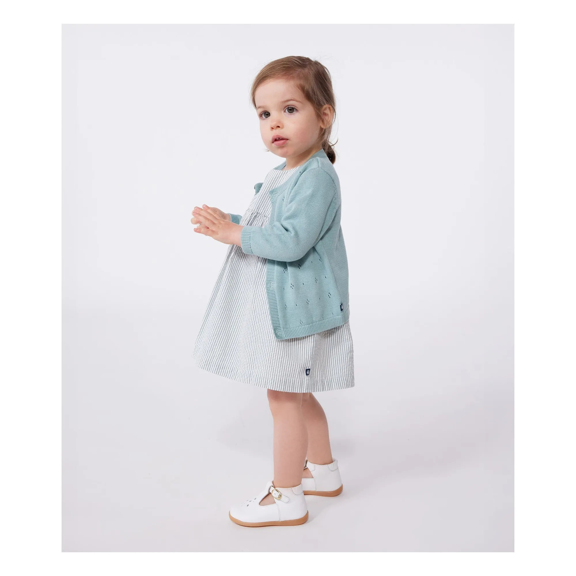Petit Bateau Girls Sage Benga Organic Cotton Cardigan