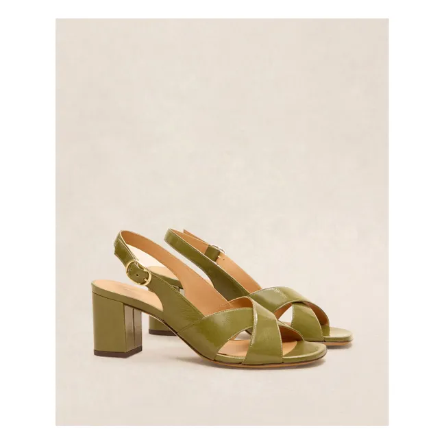 Sandali n°652 Pelle verniciata | Verde militare