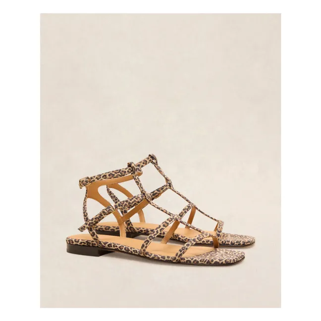 Sandalen n°210 Bedrucktes Leder | Leopard