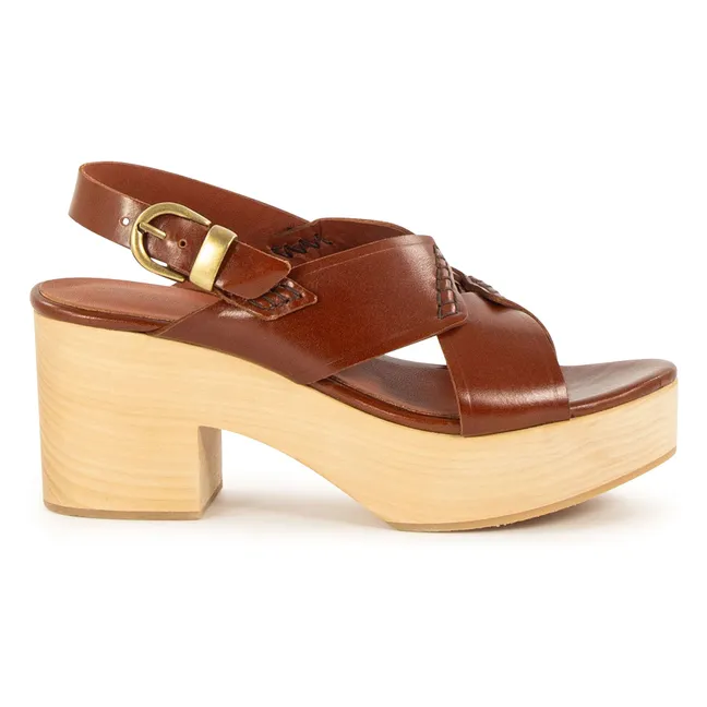 Bhawan Leder Pantoletten | Cognac-Farbe