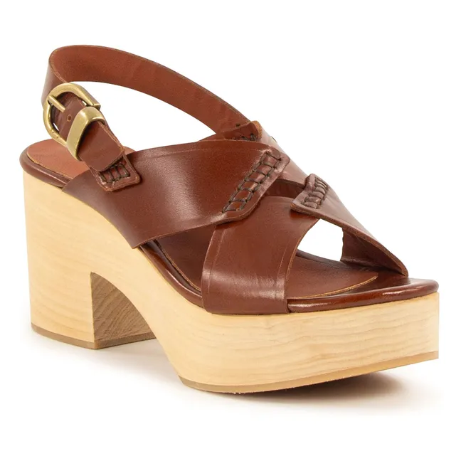 Bhawan Leder Pantoletten | Cognac-Farbe