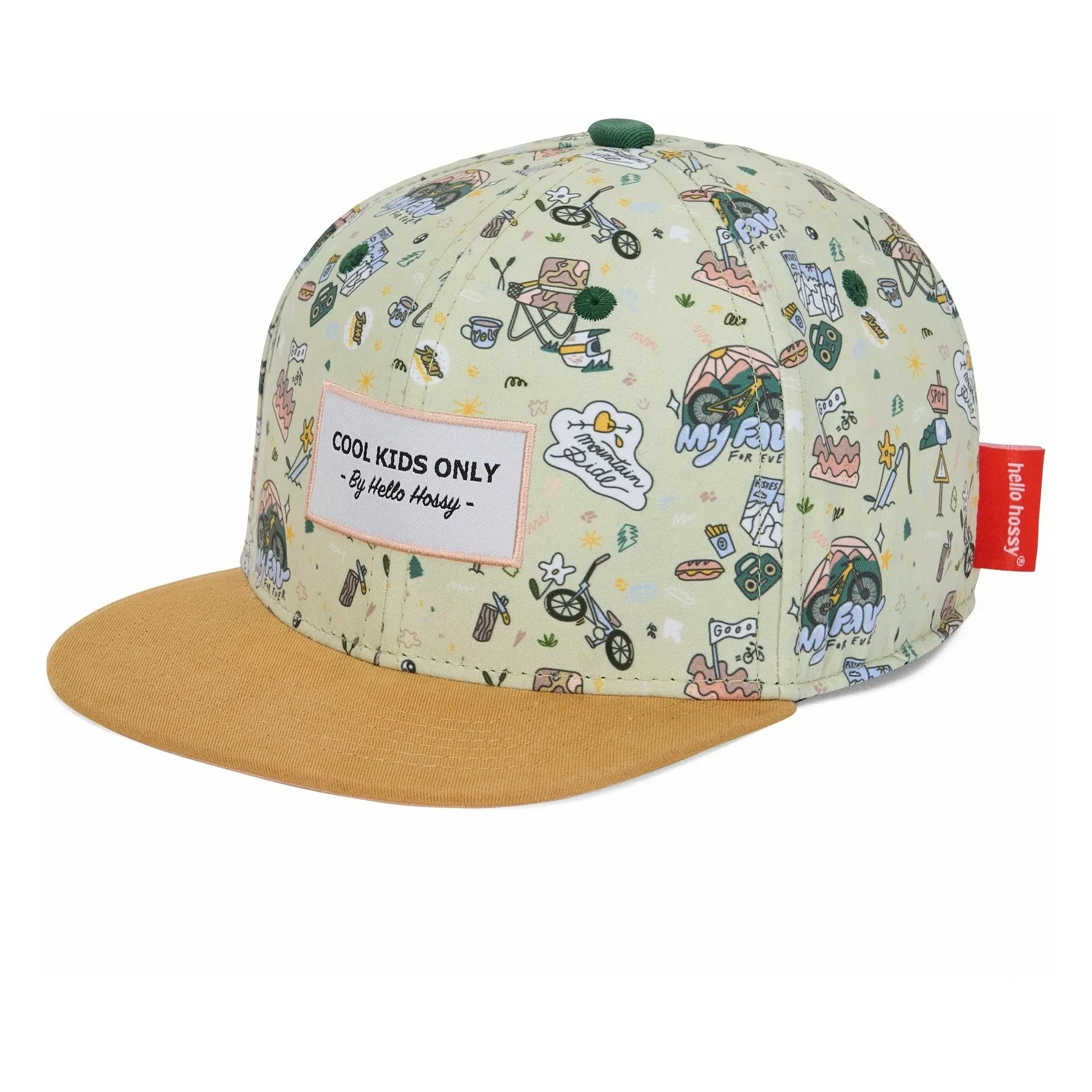 Hello Hossy Pale Yellow Moutain Ride Flat Visor Cap Recycled Fibers