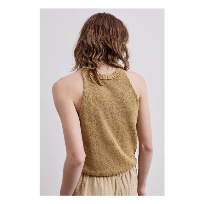 Tanktop aus Baumwolle und Leinen | Tabak
