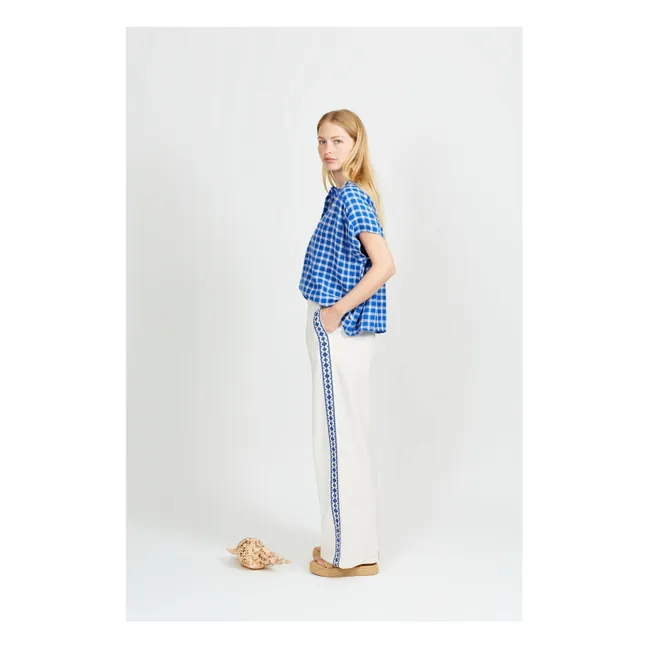 Blusa de doble gasa de algodón orgánico Feodera | Azul