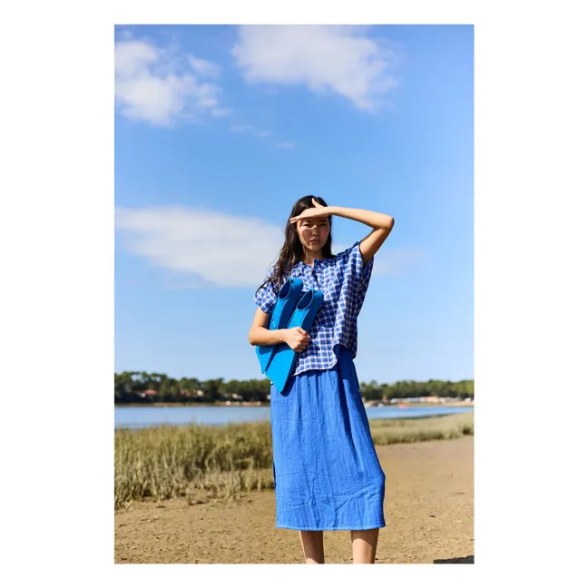 Blusa de doble gasa de algodón orgánico Feodera | Azul