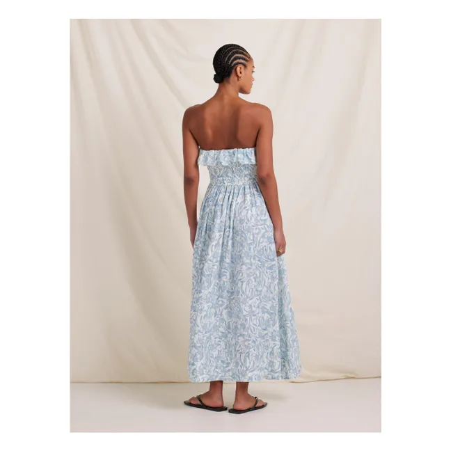 Vestido de lino narciso | Azul