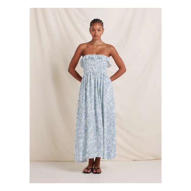 Vestido de lino narciso | Azul