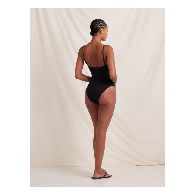 Maillot 1 Pièce Essential Memoir Brodé Fibres Recyclées | Noir