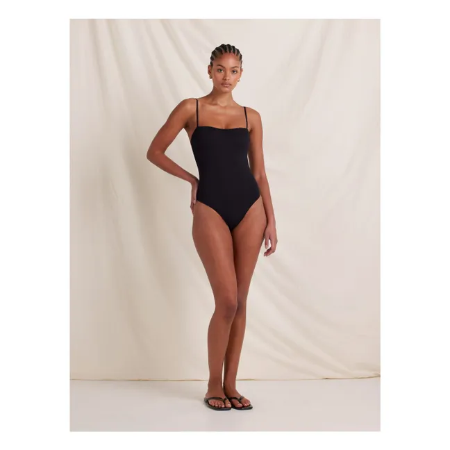 Maillot 1 Pièce Essential Memoir Brodé Fibres Recyclées | Noir