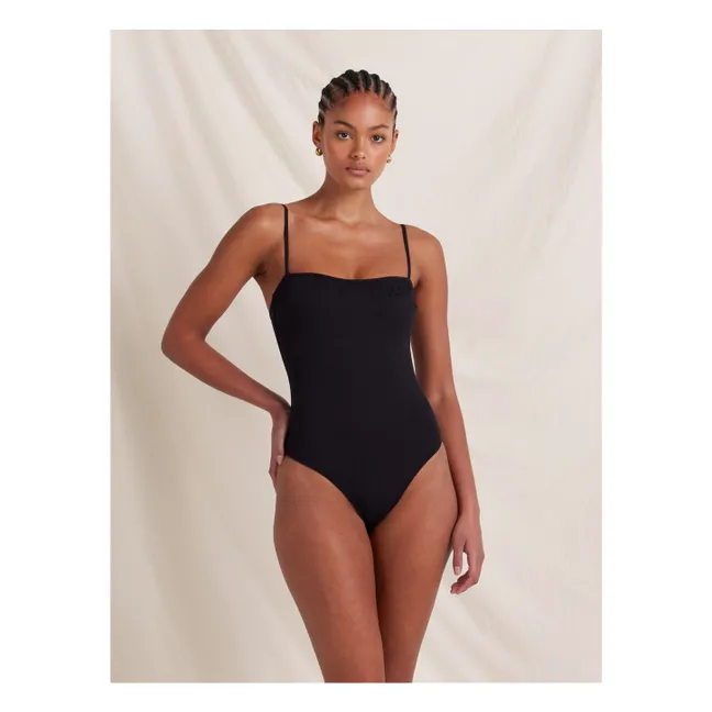 Maillot 1 Pièce Essential Memoir Brodé Fibres Recyclées | Noir