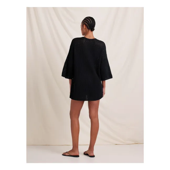 Kleid Pointelle Bio-Baumwolle | Schwarz