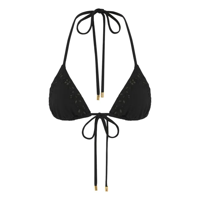 Haut de Maillot Memoir Brodé Fibres Recyclées | Noir