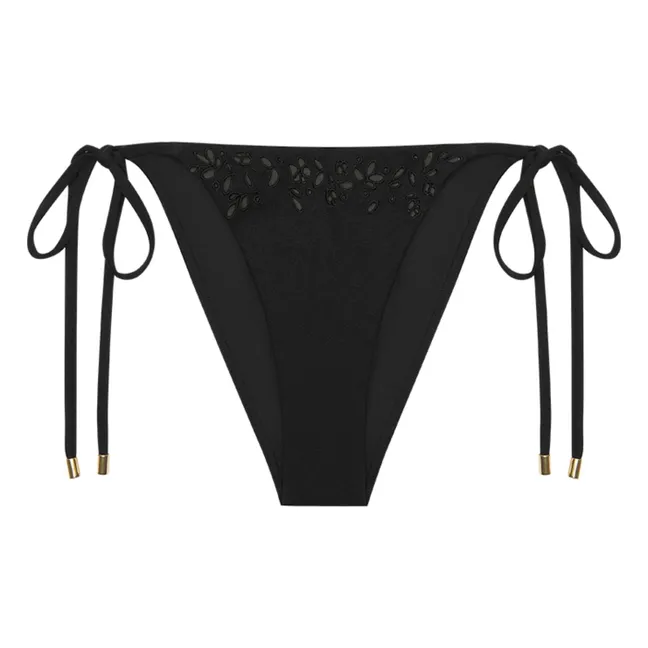 Memoir Embroidered Recycled Fibers Jersey Bottom | Black