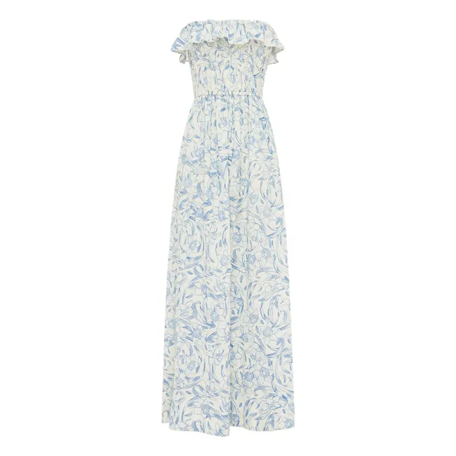 Vestido de lino narciso | Azul