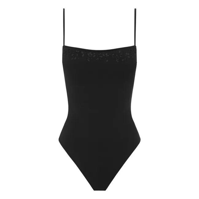 Maillot 1 Pièce Essential Memoir Brodé Fibres Recyclées | Noir