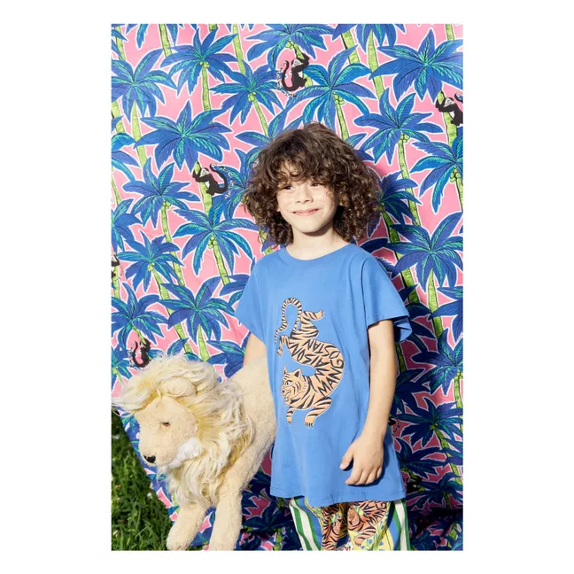 Maglietta senza maniche in cotone organico Tiger | Blu elettrico