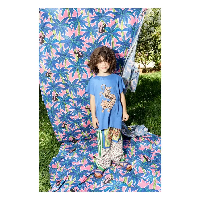 Ärmelloses T-Shirt Tiger Bio-Baumwolle | Elektrisches Blau