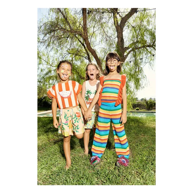 Pantalones de punto a rayas | Rojo
