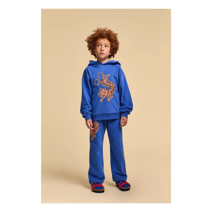 Hoodie Tiger Bio-Baumwolle | Elektrisches Blau- Produktbild Nr. 1