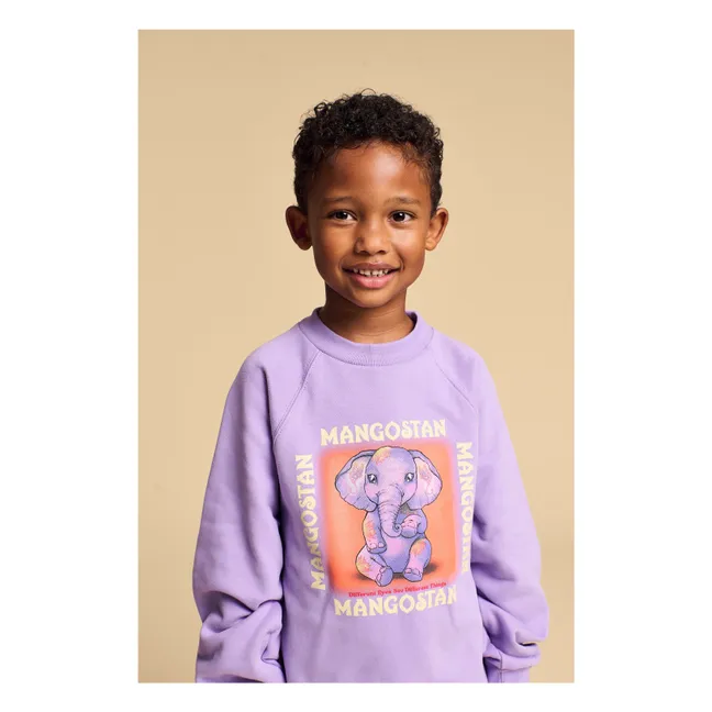 Sudadera de algodón orgánico Sweet Elephant | Lila
