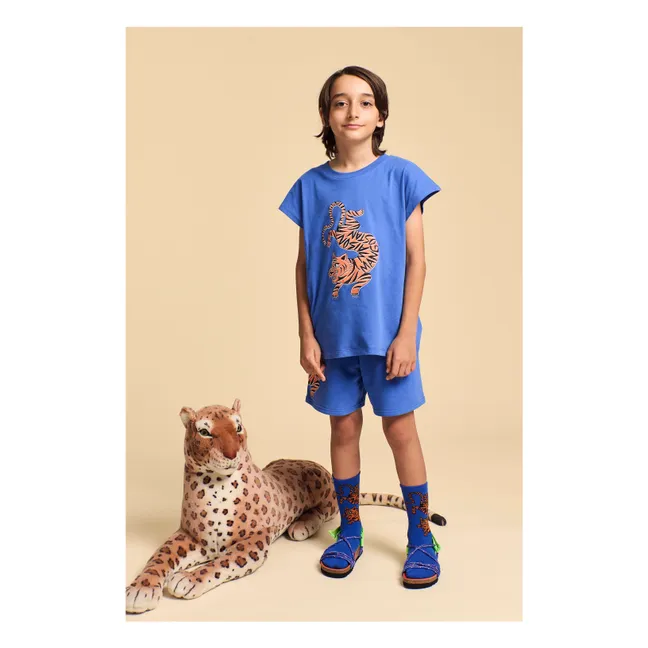 Maglietta senza maniche in cotone organico Tiger | Blu elettrico