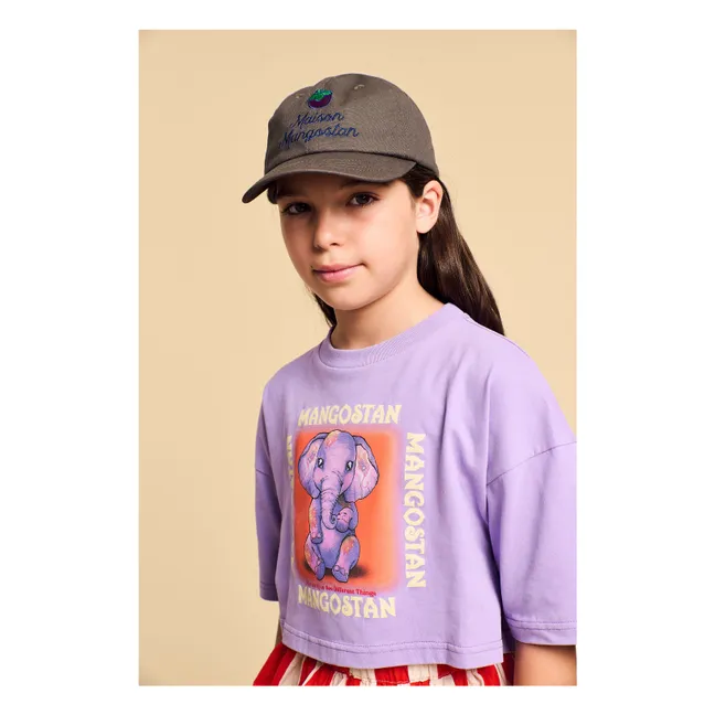 Camiseta de algodón orgánico Cropped Sweet Elephant | Lila