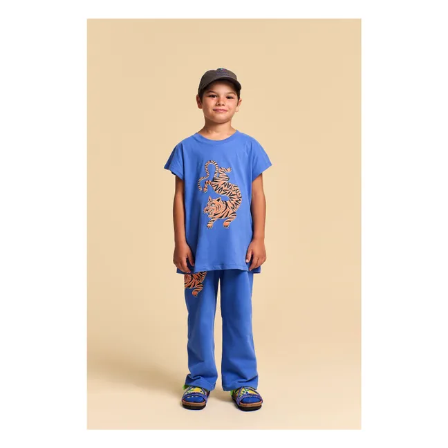 Maglietta senza maniche in cotone organico Tiger | Blu elettrico