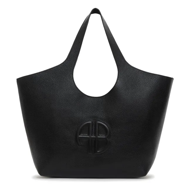 Cabas Lili Medium Genarbtes Leder | Schwarz