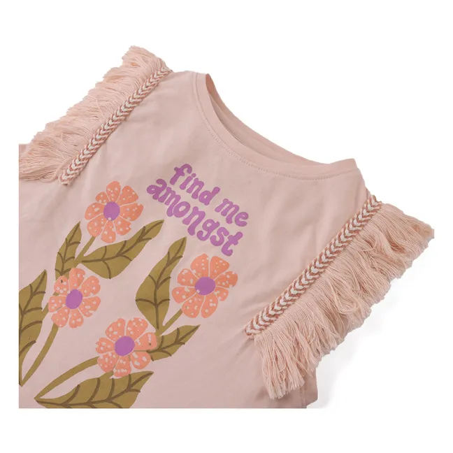 Top Alice con frange | Rosa antico