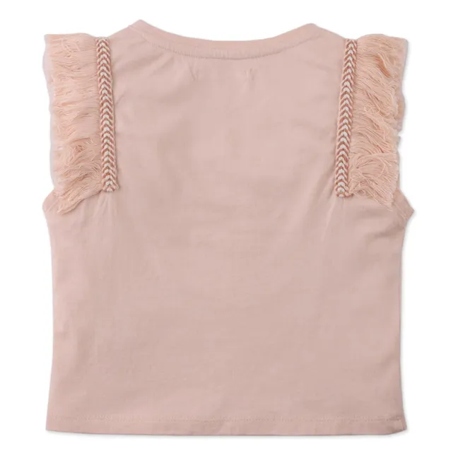 Top Alice con frange | Rosa antico