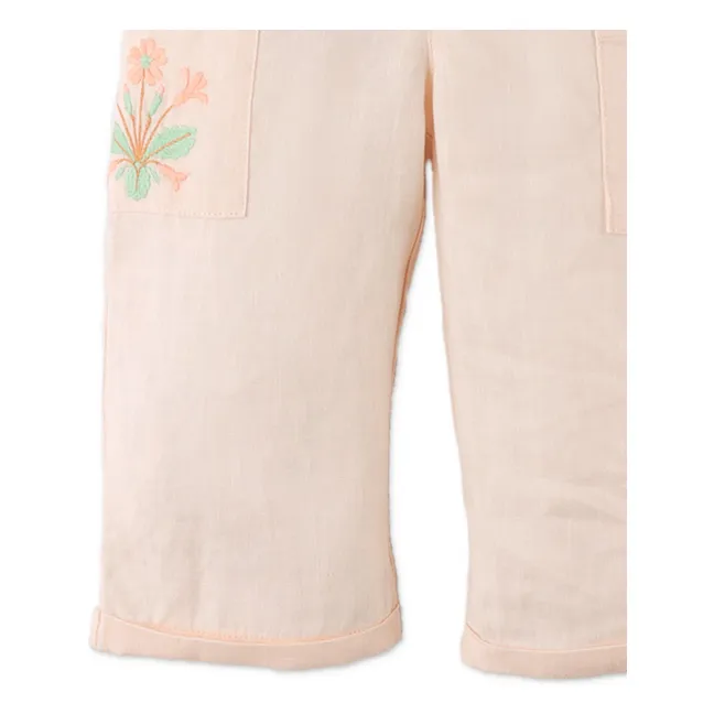 Pantalones de lino Melba Flowers | Rosa Pálido