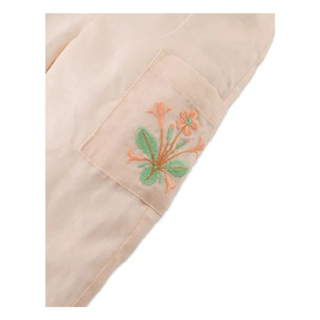 Pantalones de lino Melba Flowers | Rosa Pálido