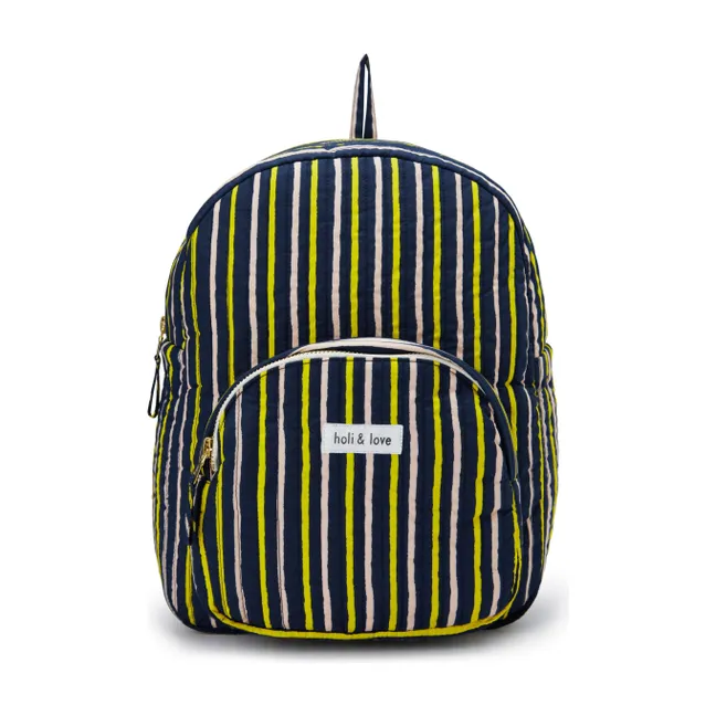 Organic Cotton Stripe Backpack | Black