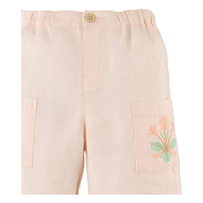 Pantalones de lino Melba Flowers | Rosa Pálido
