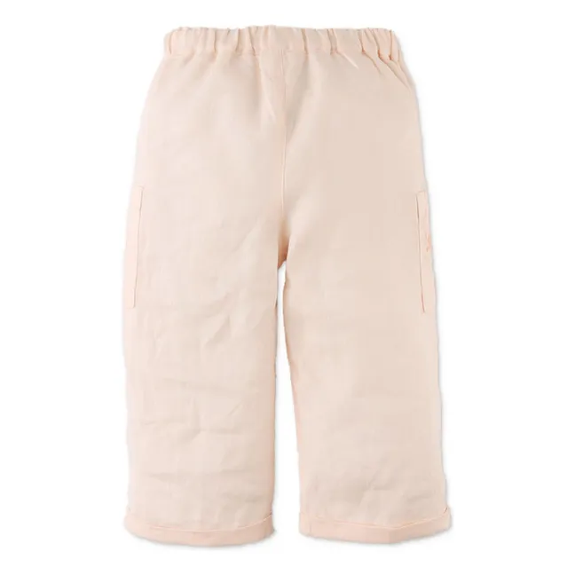 Pantalones de lino Melba Flowers | Rosa Pálido